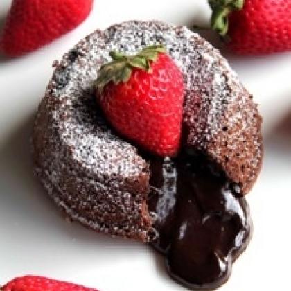 Chocolate Lava Cake with Raspberry Sauce