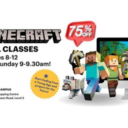 75% Discount for Minecraft Trial Classes for Ages 8-13