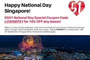 SG51 National Day Special Coupon Code for 10% OFF any lesson!