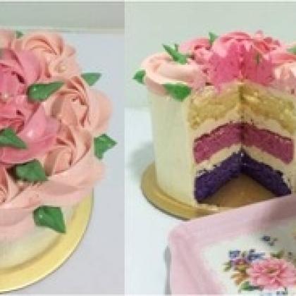 Floral Ombre Sponge Cake