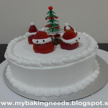 Xmas Strawberry Santas Cake