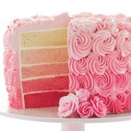 Strawberry Ombre Cake Baking & Piping Decoration