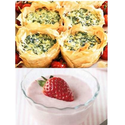 Chicken, Spinach Pie & Strawberry Mousse (Junior)