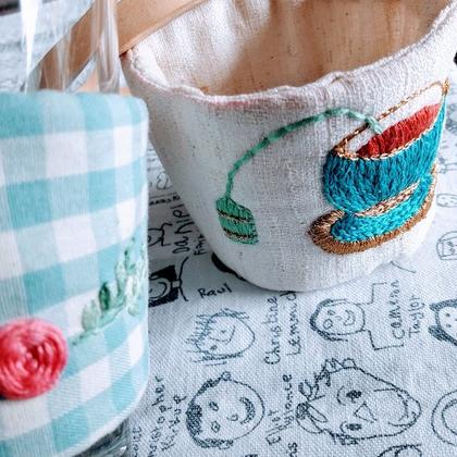 embroidery for coffee cozy making