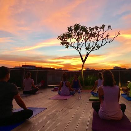 Outdoor Sunrise Yoga at rooftop of myVillage (Trial Class)