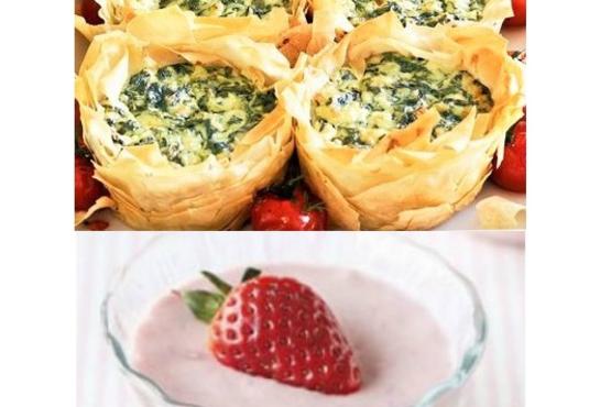 Chicken, Spinach Pie & Strawberry Mousse (Junior)