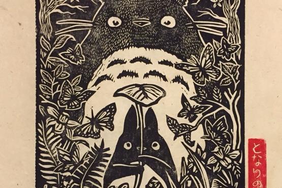 Lino Print Making inspired by famous Japanese character, Totoro