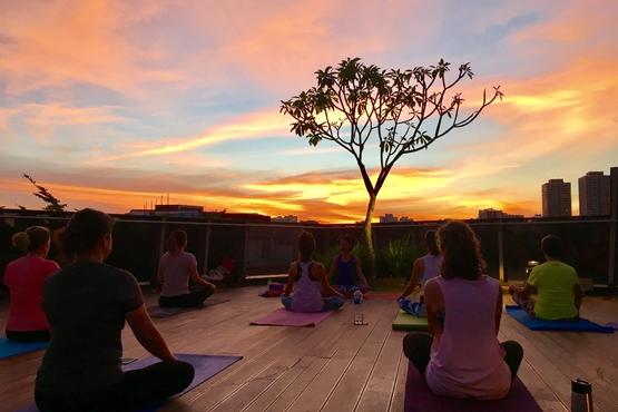 Outdoor Sunset Yoga at rooftop of myVillage (Trial Class)