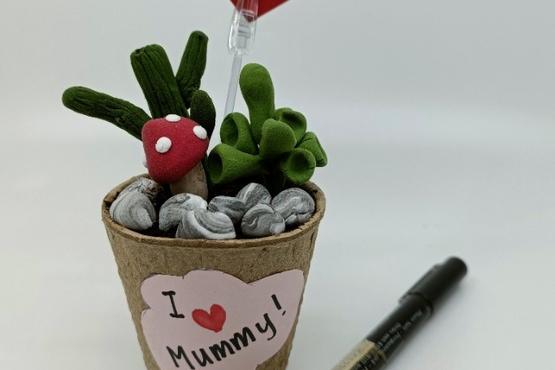 Mother's Day Children's Craft -  Clay Mini Cactus Pot - Japanese Air Dry Clay